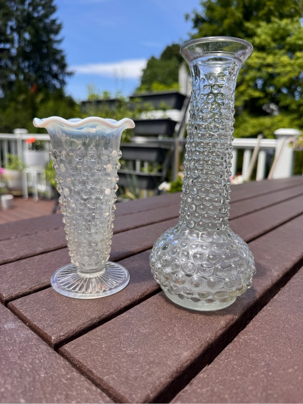 Vintage Hobnail Glass Bud Vases - Pair